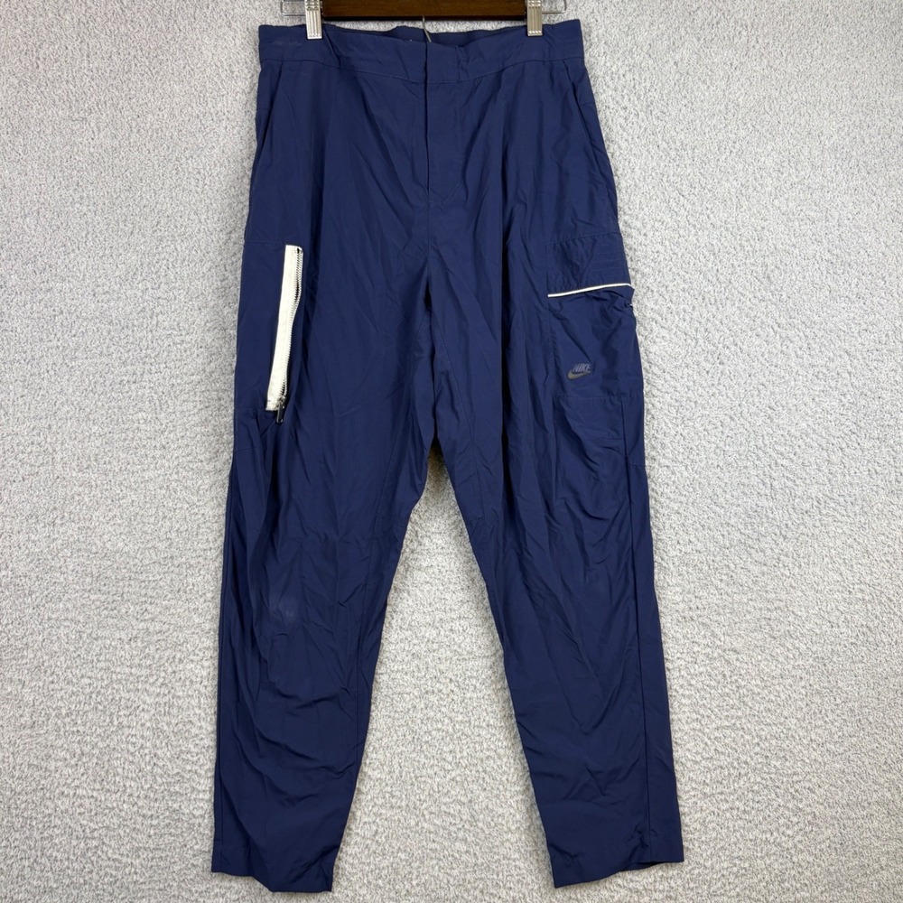 Nike Cargo Pants Mens Medium Navy Blue Zip Pocket Utility Gorpcore 100% Nylon